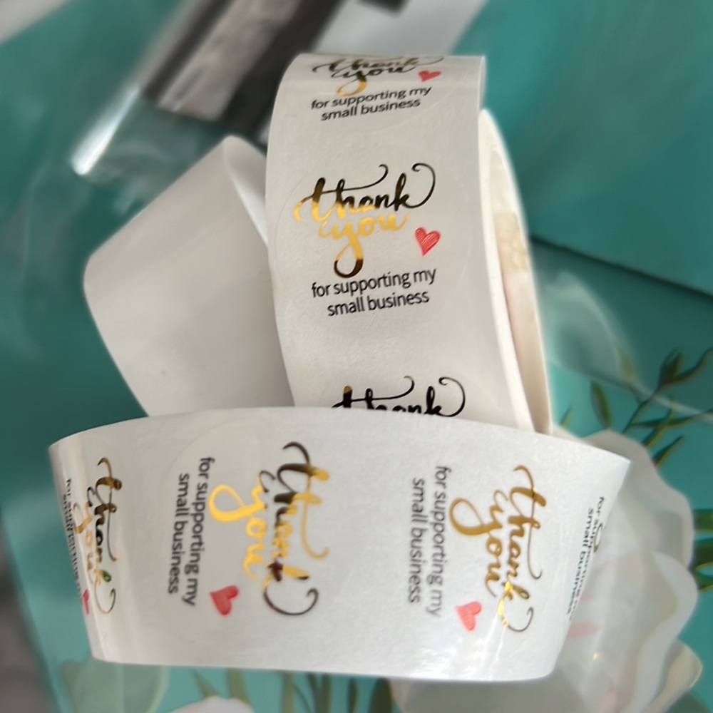 100 pcs Clear Thank You Stickers with Heart